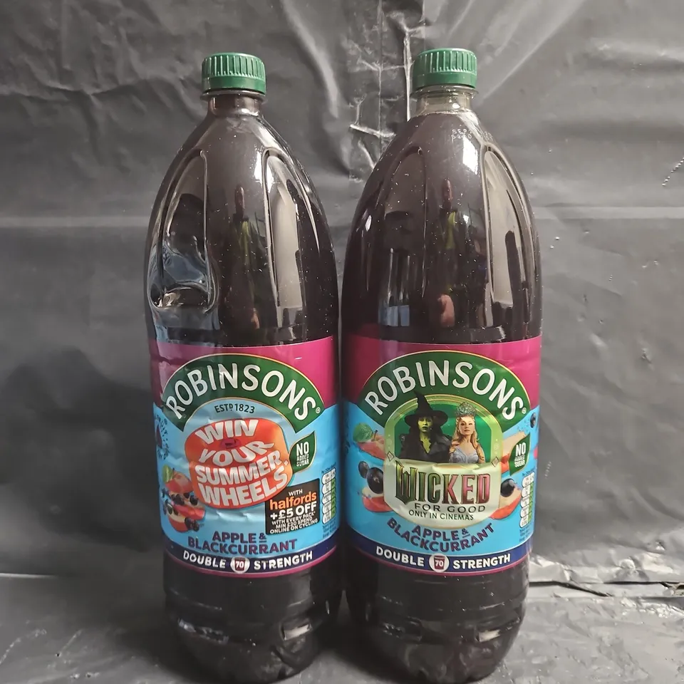 SET OF 4 ROBINSONS APPLE & BLACKCURRANT CORDIAL DRINKS