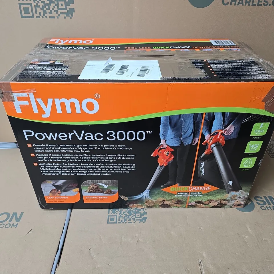 BOXED FLYMO 3 IN 1 POWER VAC 3000 RRP £54.99