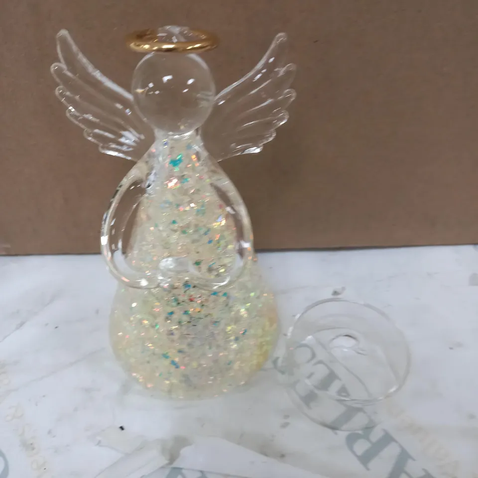 HOME REFLECTIONS SET OF 3 PRE-LIT GLASS ANGEL CANDLE HOLDERS