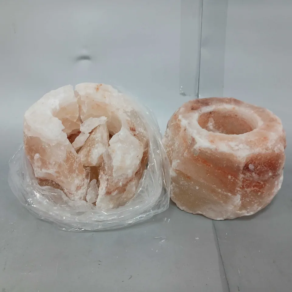 SET OF 2 HIMALAYAN ROCK SALT TEA LIGHT HOLDERS RRP £20