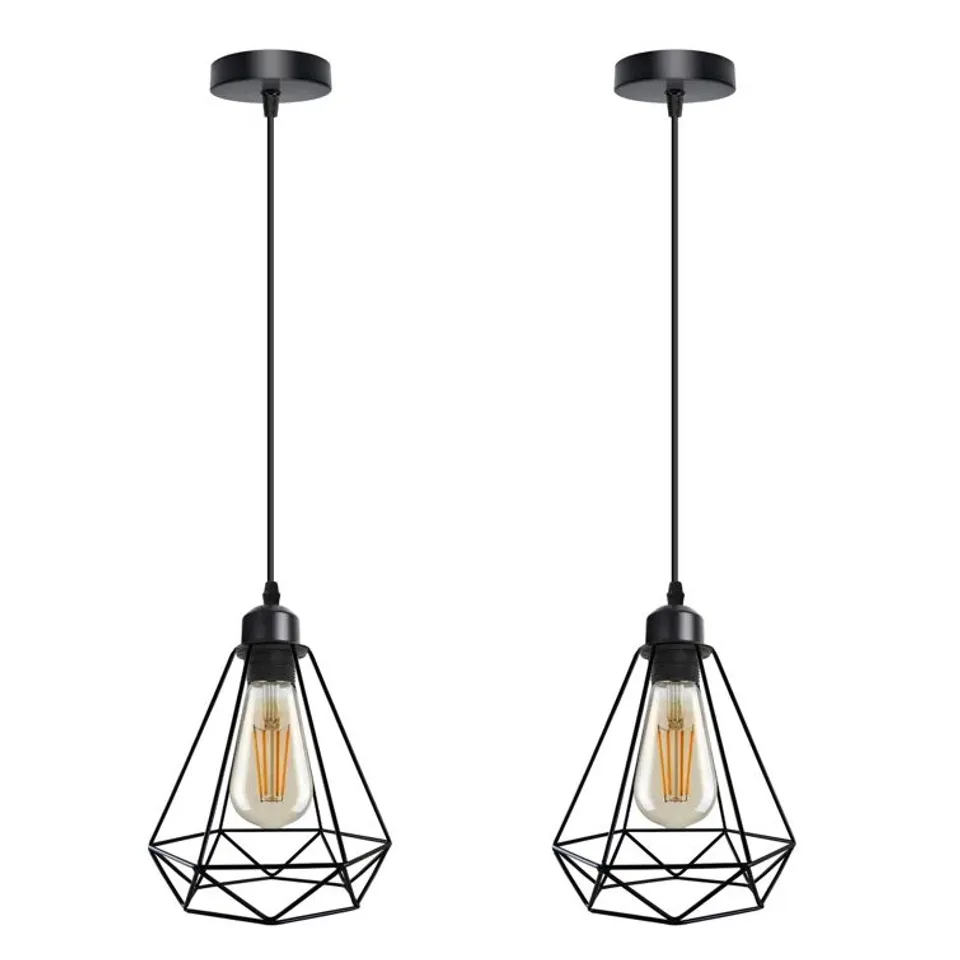 BOXED BLADRIC 1-LIGHT BLACK GEOMETRIC PENDANT 