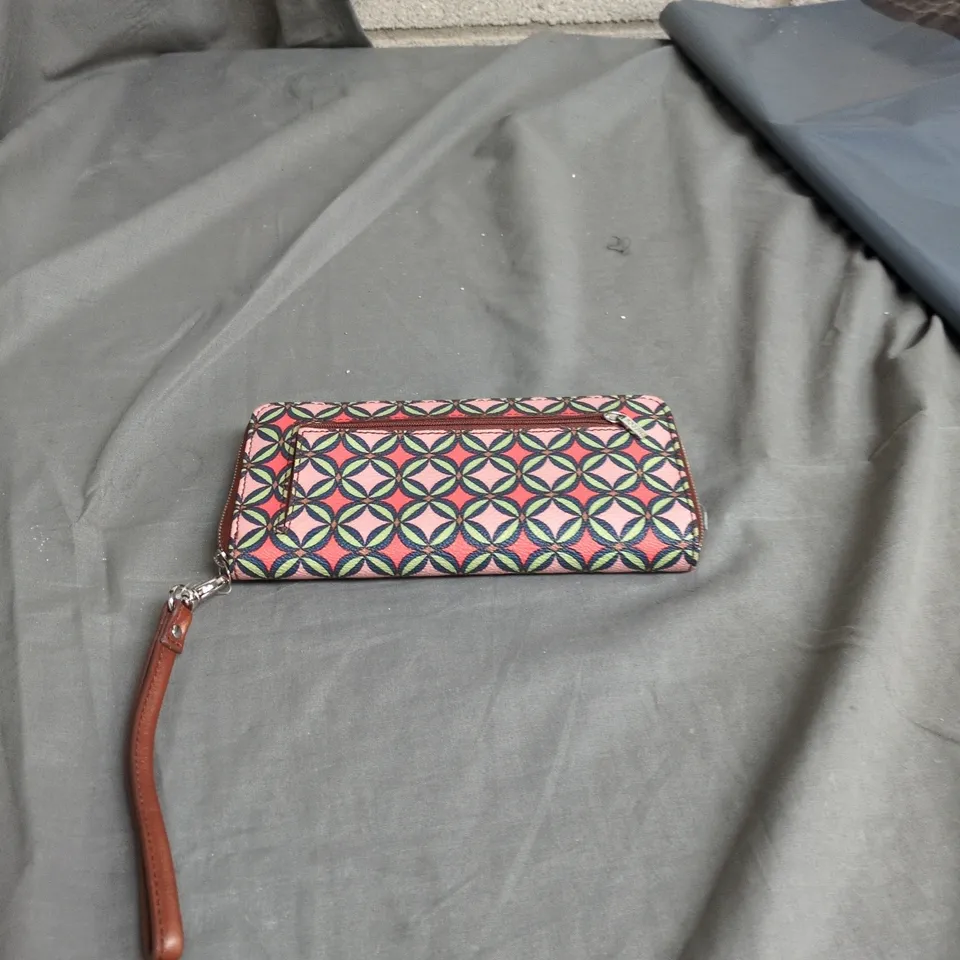 PATTERNED ZIP PURSE WITH WRIST STRAP