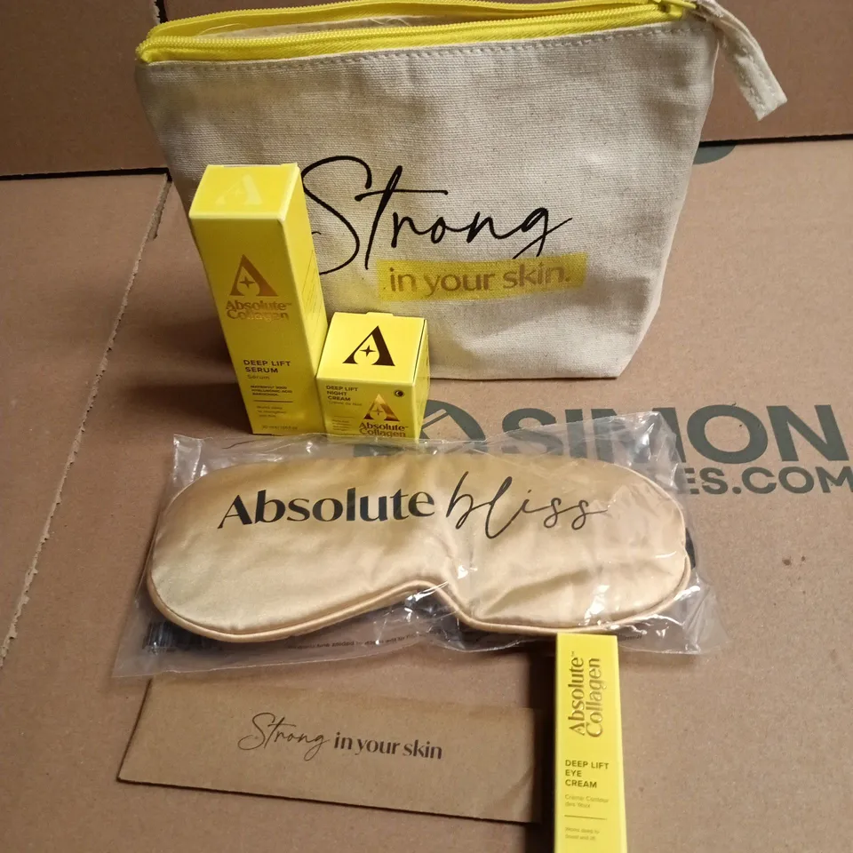 ABSOLUTE COLLAGEN SKINCARE SET: DEEP LIFT SERUM & EYE CREAM WITH STRONG IN YOUR SKIN POUCH