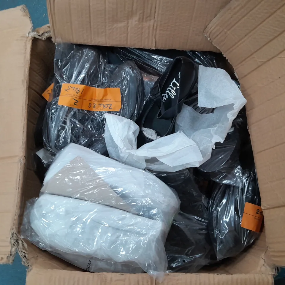 APPROXIMATELY 10 PAIRS OF LILLEY'S BLACK BUCKLE OPEN TOP SHOES IN SIZE 2