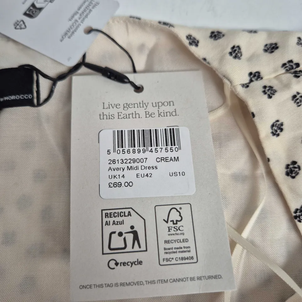 NOBODY'S CHILD AVERY MIDI DRESS – CREAM, UK14