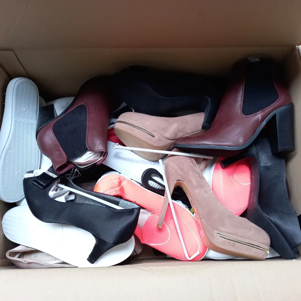 LARGE QUANTITY OF ASSORTED WOMENS SHOES IN VARIOUS SIZES, COLOURS AND STYLES