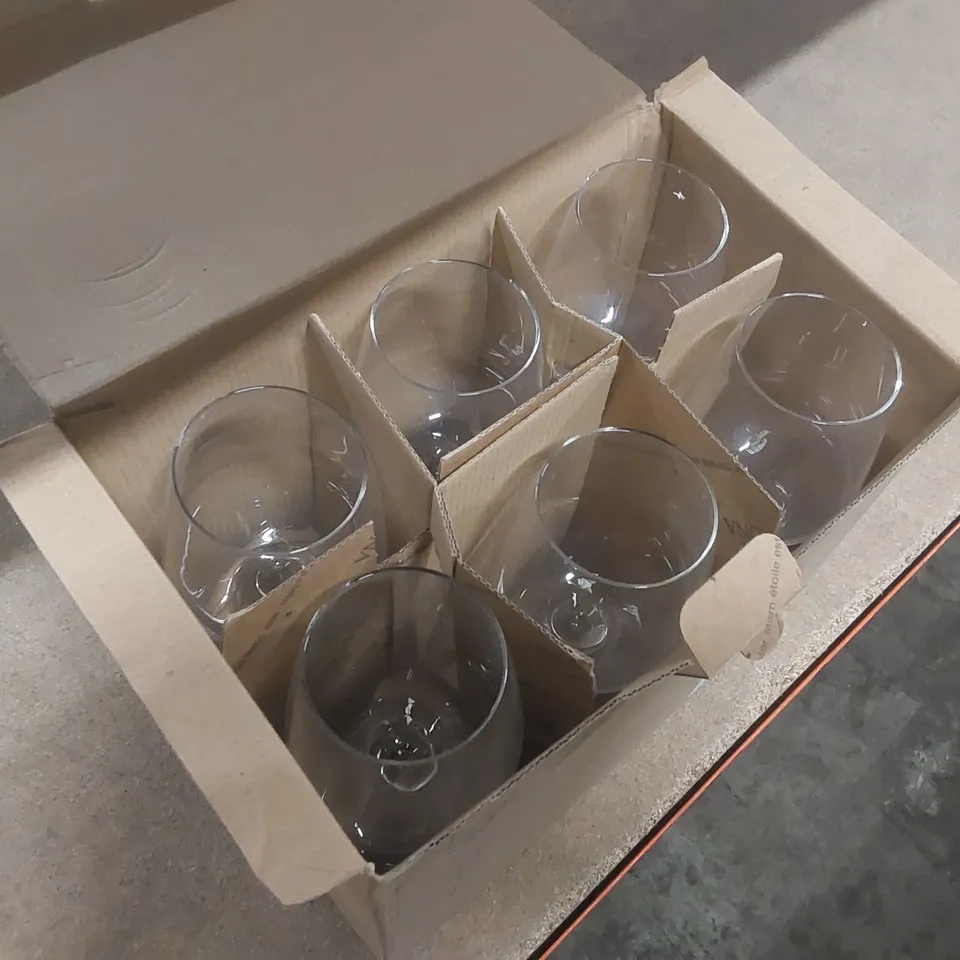 BOX CONTAINING 6x BRAND NEW RONA 360ML WINE GLASSES