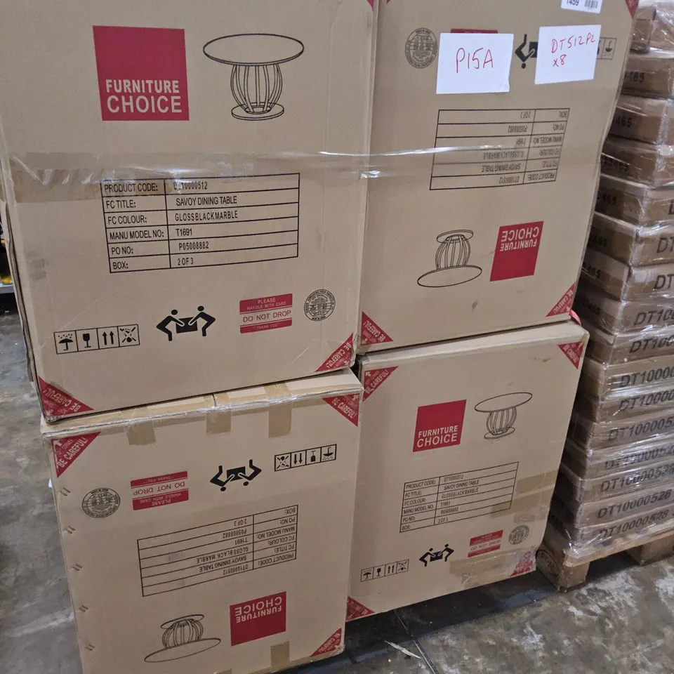 PALLET OF 8 SAVOY DINING TABLE GLOSS BLACK MARBLE BASES ( BOX 2 OF 3 ONLY)