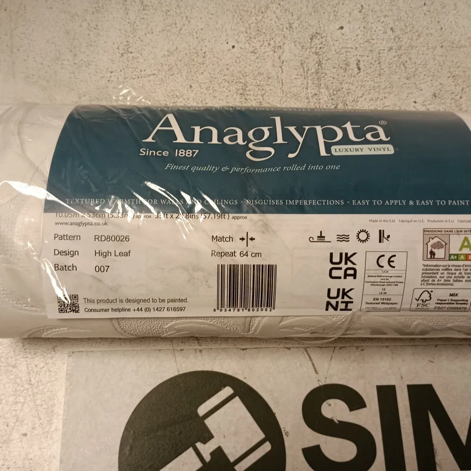 ANAGLYPTA LUXURY VINYL WALLPAPER ROLL