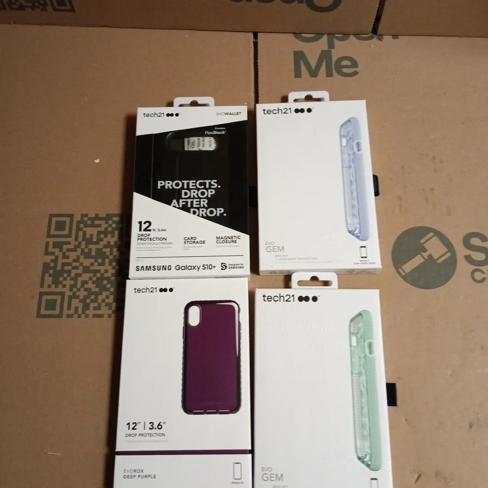 BOX OF APPROXIMATELY 200 ASSORTED PHONE CASES TO INCLUDE: TECH21 EVO GEM CASES FOR IPHONE 7