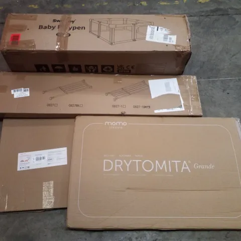 PALLET CONTAINING ASSORTED PRODUCTS INCLUDING BABY PLAYPEN, BATH MAT, PICTURE FRAME SET & CLOSET TENSION RACKS