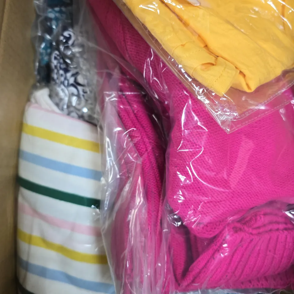 APPROX 20 ASSORTED ITEMS OF CLOTHING IN VARIOUS SIZES TO INCLUDE TOPS, JUMPERS, DRESSES, ETC
