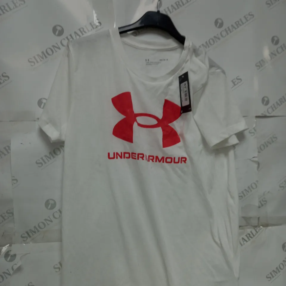 UNDER ARMOUR RED & WHITE T-SHIRT - SIZE MEDIUM