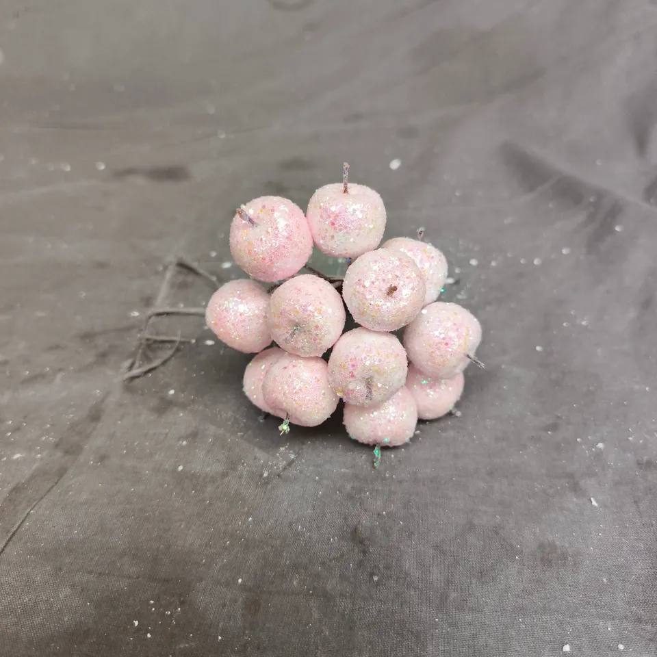APPROXIMATELY 22 GISELA GRAHAM PINK FROSTED BERRY DECORATIONS 