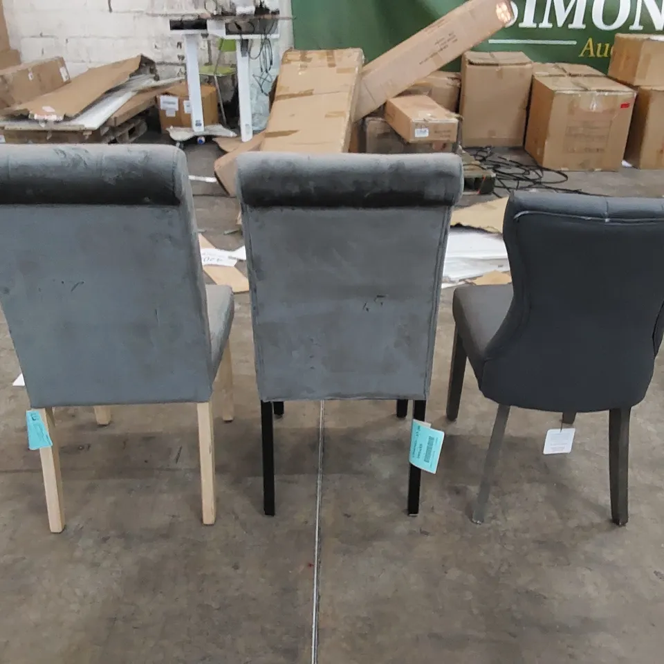 3 X ASSORTED UPHOLSTERED DINING CHAIRS 