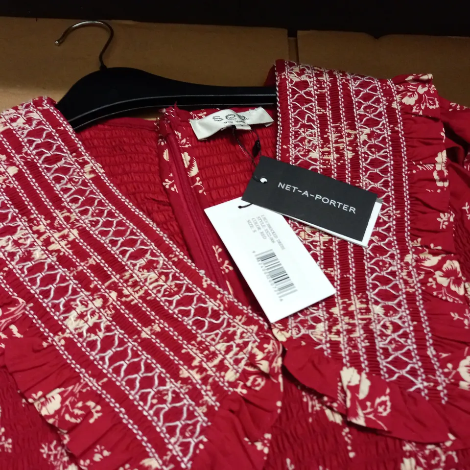 NET-A-PORTER SMOCKED DRESS IN RED - S