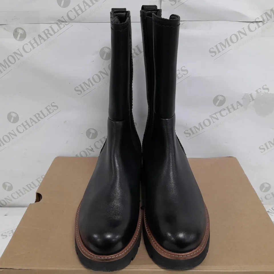 BOXED PAIR OF CLARKS ORLANNA CHELSEA BOOST IN BLACK - UK 7