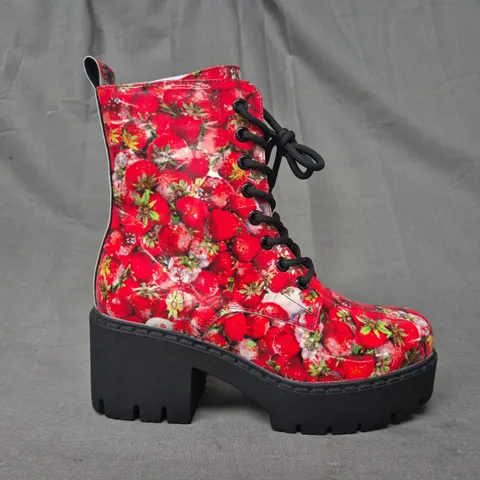 BOXED PAIR OF KOI DECAYING STRAWBERRIES SWITCH BOOTS UK SIZE 4
