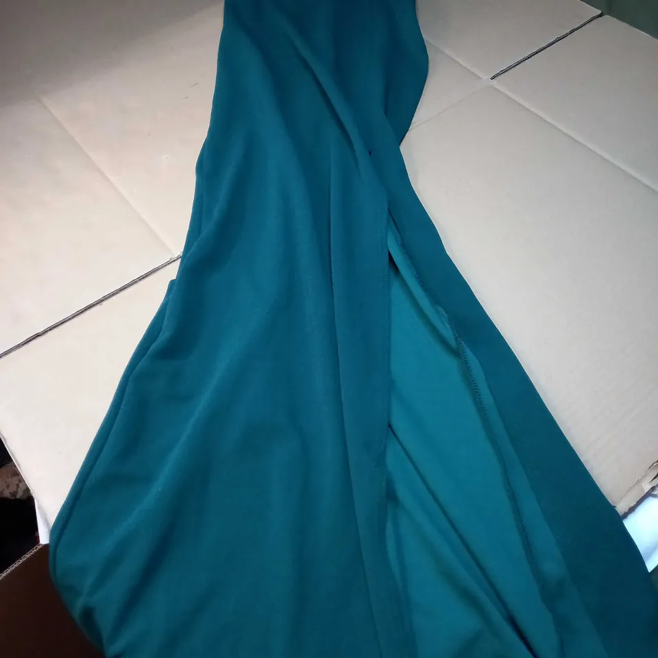 CLUB L BOTTLE GREEN BANDEAU MAXI WITH SPLIT HEM - SIZE 6