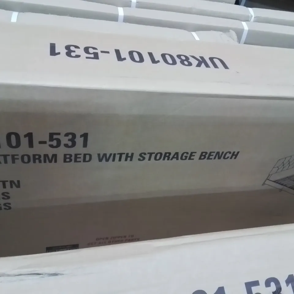 BRAND NEW KING PLATFORM BED WITH STORAGE BENCH  -BLACO-