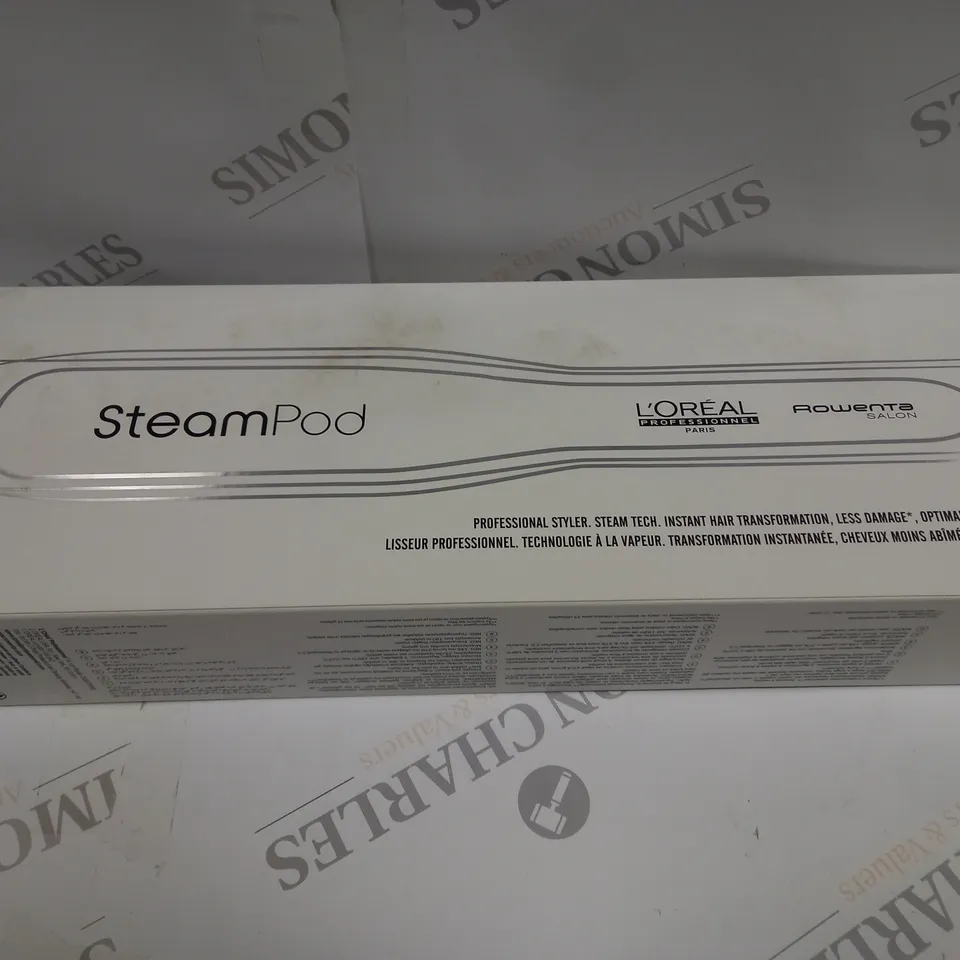 BOXED L'OREAL PROFESSIONAL STEAM HAIR STRAIGHTENER & STYLING TOOL FOR ALL HAIR TYPES, STEAMPOD 3, UK PLUG