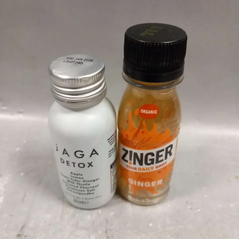 ELEVEN ASSORTED  MINIATURE HEALTH DRINKS TO INCLUDE; JAGA DETOX 60ML AND ZINGER FIERY GINGER