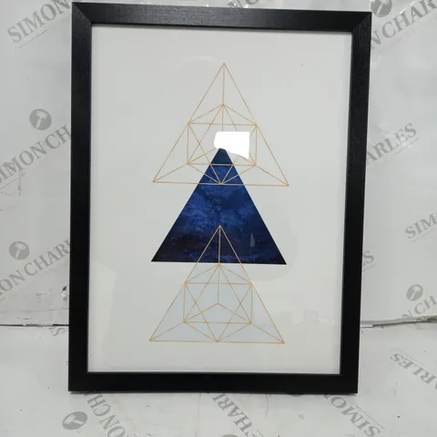 BOXED CHATEAU CHIC MINIMALIST BLUE ART FRAMED GRAPHIC ART PRINT