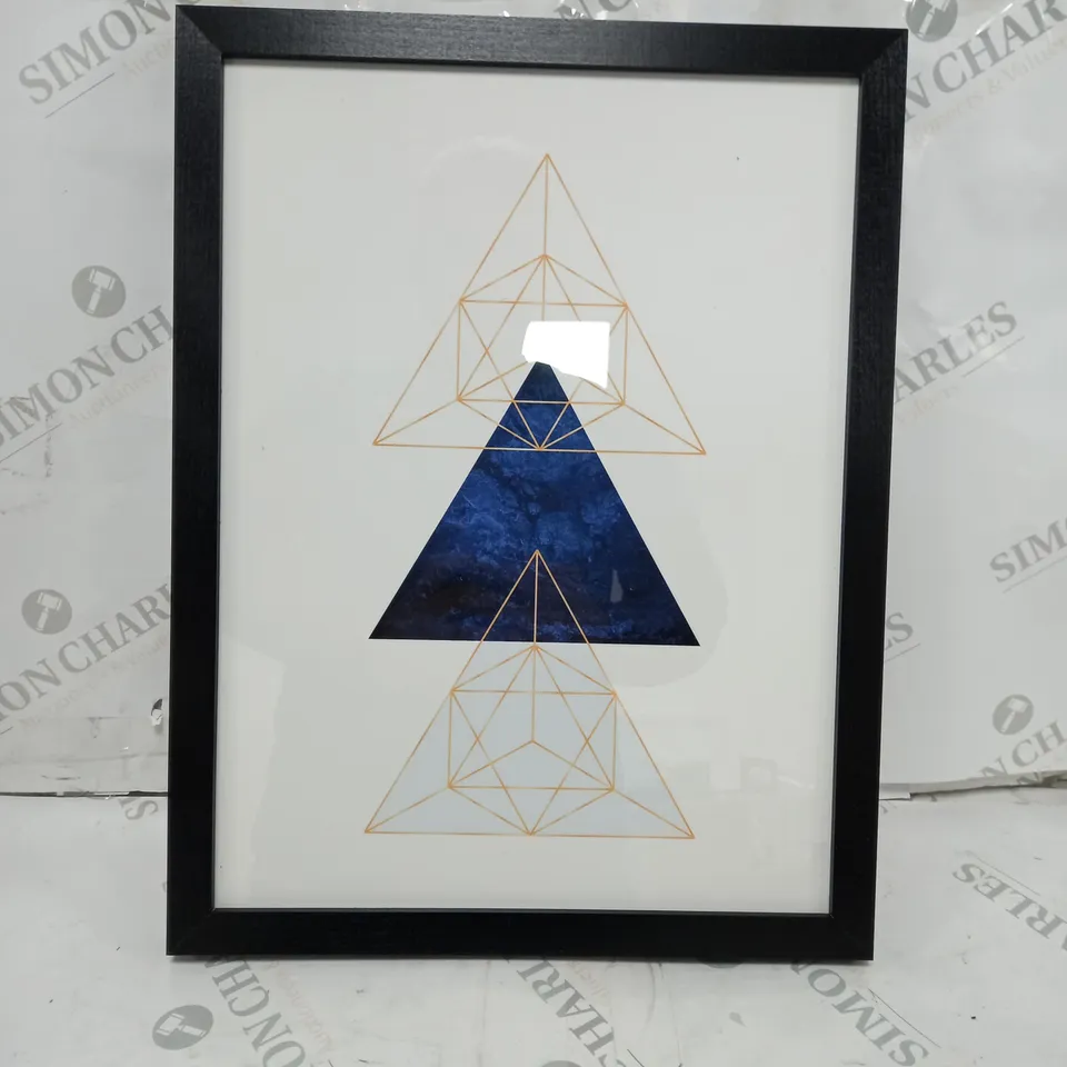 BOXED CHATEAU CHIC MINIMALIST BLUE ART FRAMED GRAPHIC ART PRINT 