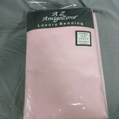 AZ AMIGOZONE LUXURY BEDDING DOUBLE FLAT SHEET – PINK, 230 X 250 CM