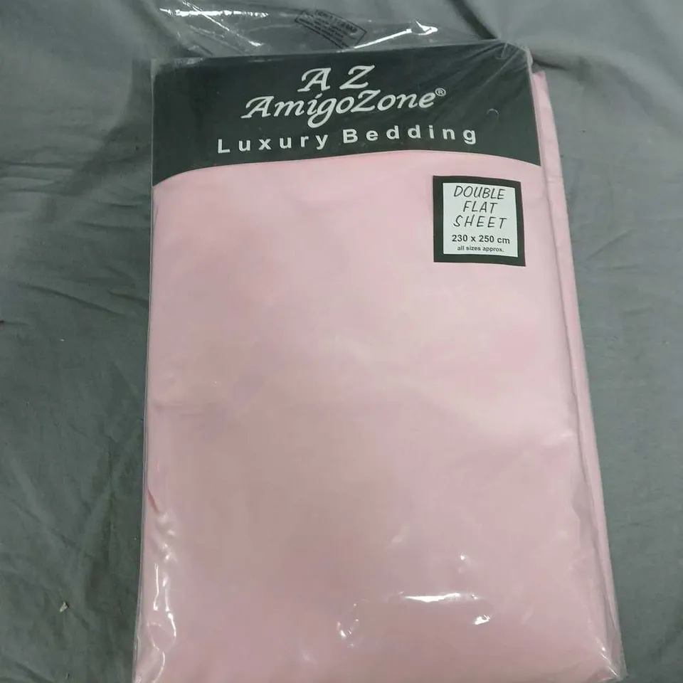 AZ AMIGOZONE LUXURY BEDDING DOUBLE FLAT SHEET – PINK, 230 X 250 CM