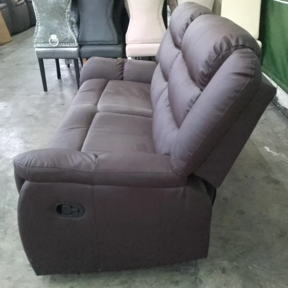 QUALITY DESIGNER STAMFORD 2 SEATER MANUAL RECLINER SOFA - BROWN LEATHER 