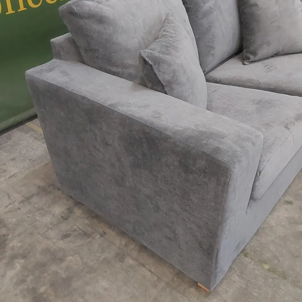 DESIGNER VALENCIA SMALL 2 SEATER GREY FABRIC UPHOLSTERED SOFA 