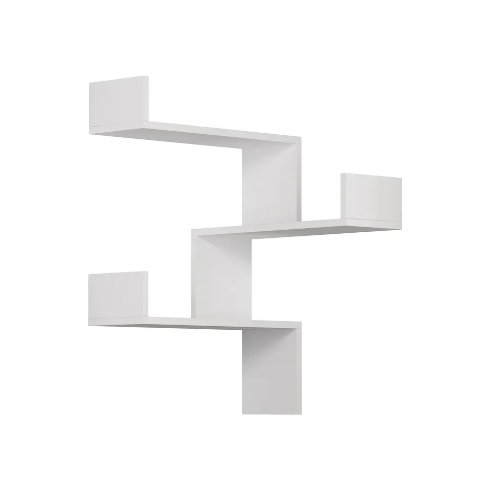 BOXED LUKSA CORNER WALL MOUNTED MODERN BOOKCASE DISPLAY UNIT MEDIUM W 60CM IN WHITE