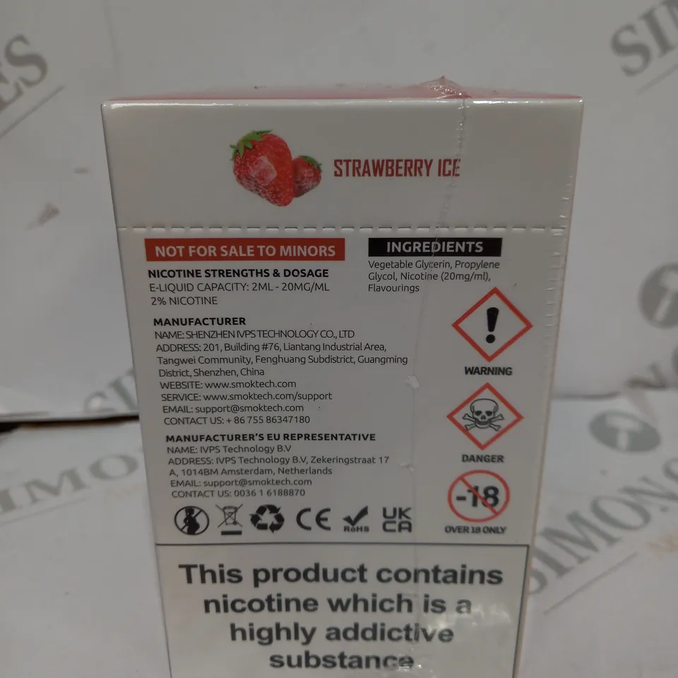BOXED CELLOPHANE-WRAPPED PACK OF 10 SMOK VVOW DISPOSABLE VAPES - STRAWBERRY ICE (1 BOX)
