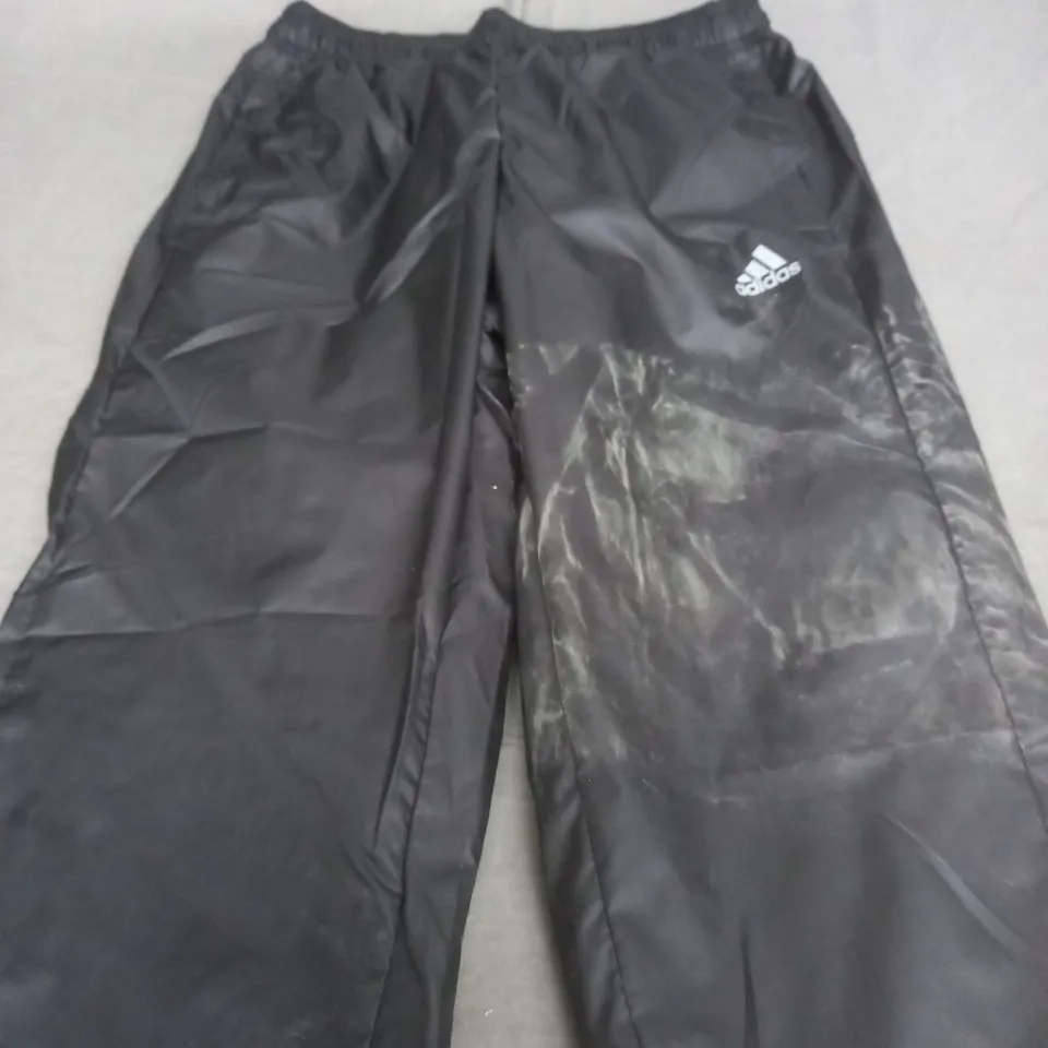ADIDAS BLACK BAGGY TROUSERS - 11-12Y
