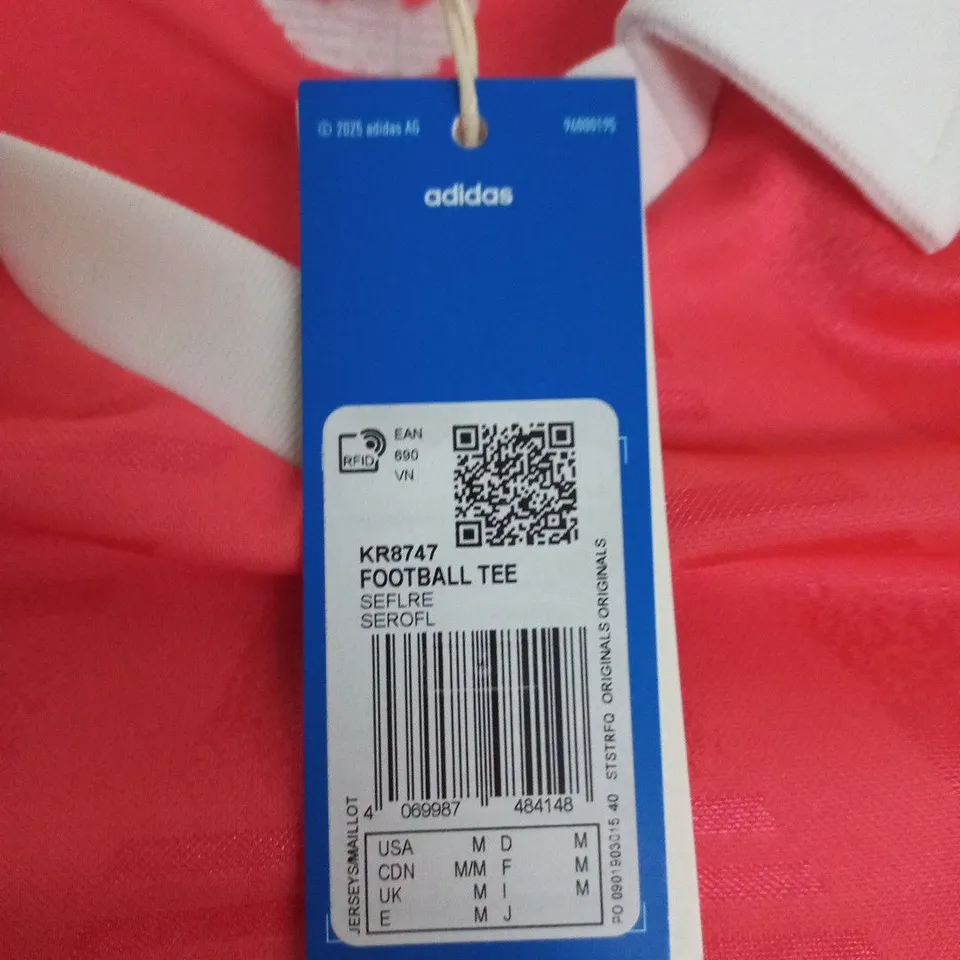 ADIDAS ORIGINALS FOOTBALL TEE – RED, UK 12-14 (M) – BRAND NEW