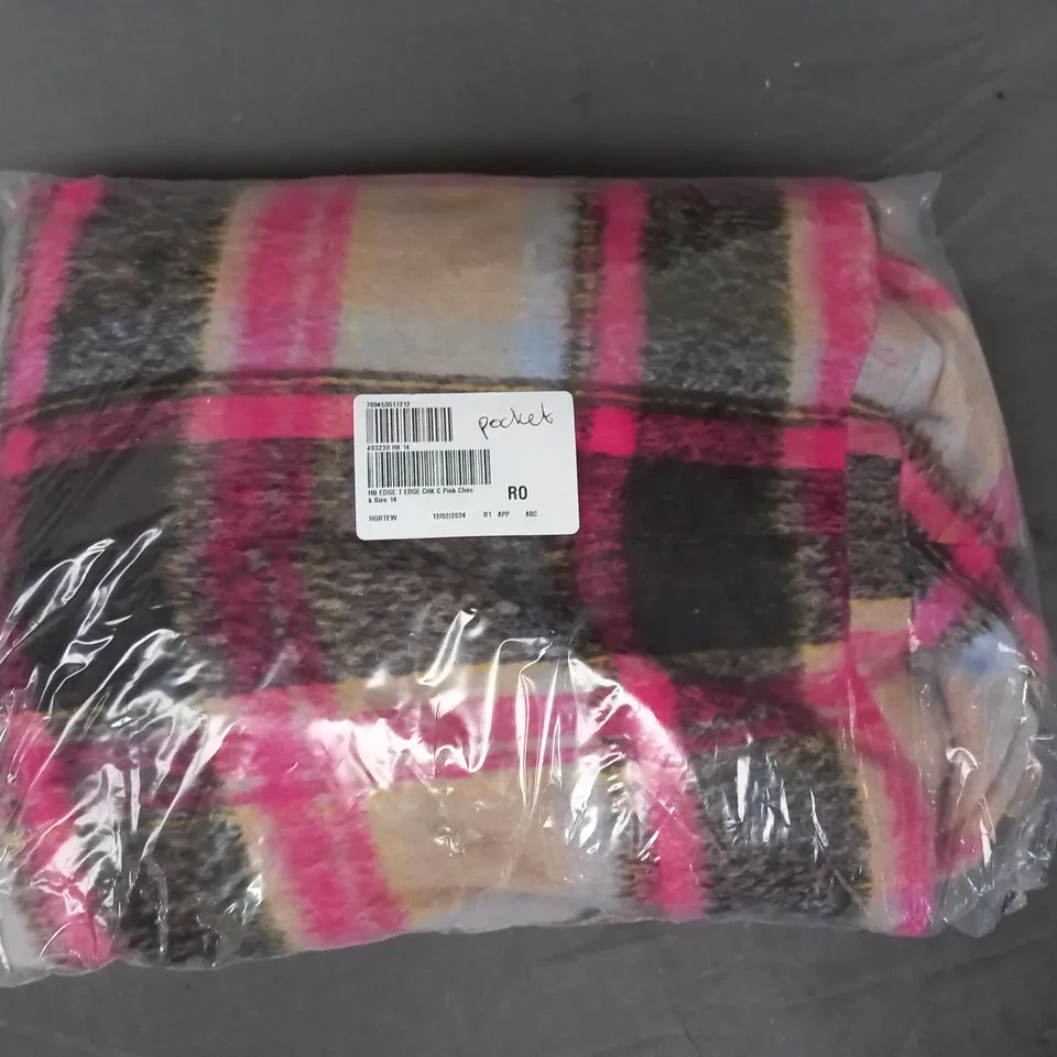 HELENE BERMAN EDGE TO EDGE CHECK COAT IN PINK CHECK SIZE 14