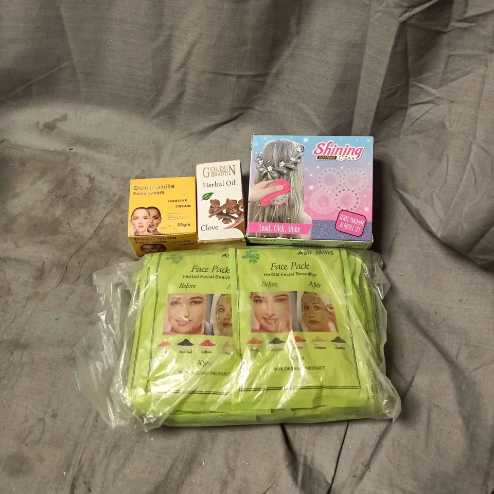 BOX OF APPROXIMATELY 15 ASSORTED COSMETIC ITEMS TO INCLUDE HERBAL OIL, FACE CREAM, FACE PACKS ETC