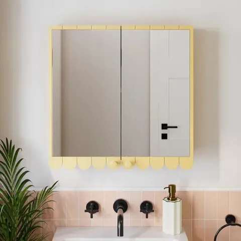 BOXED SCALLOP MIRROR WALL CABINET - PRIMROSE YELLOW (1 BOX)