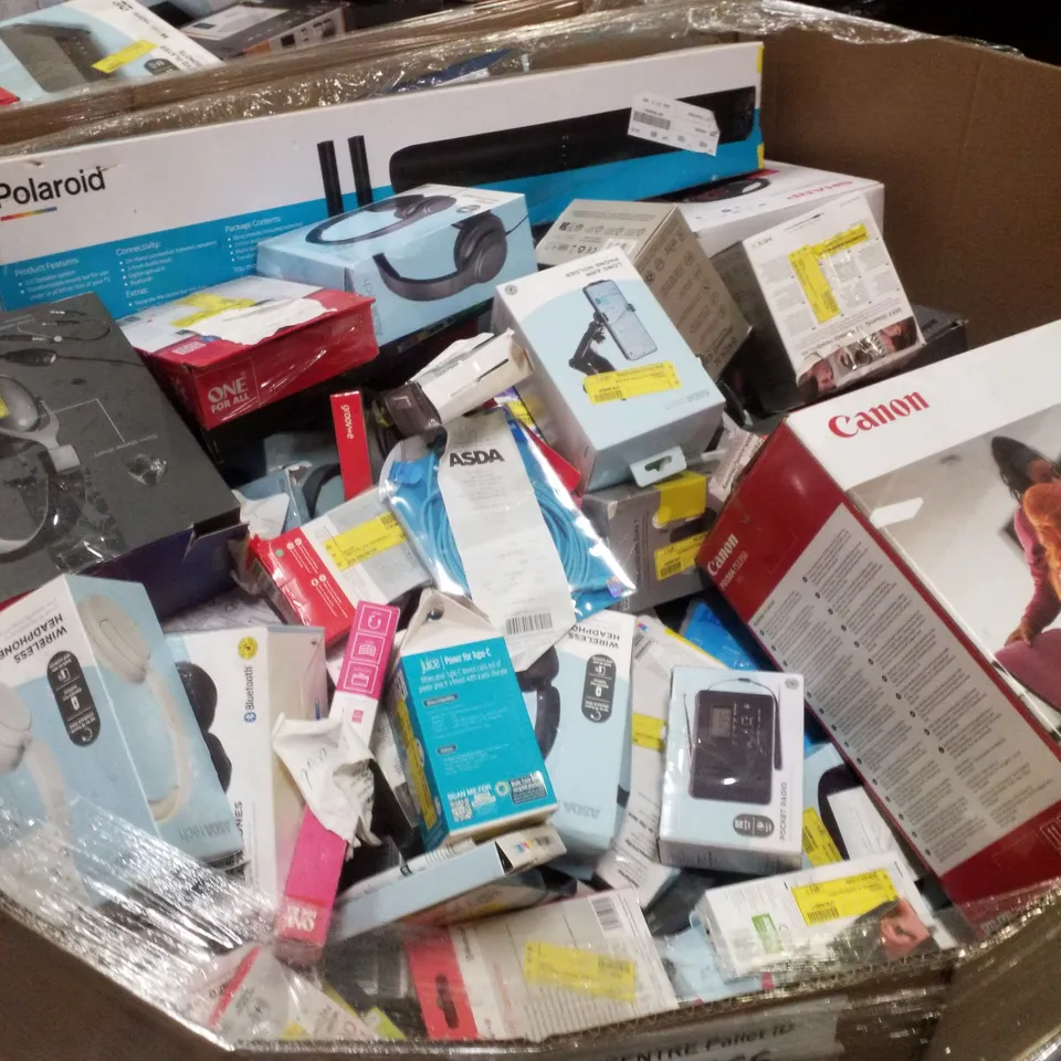 PALLET  CONTAINING ASSORTED ELECTRICAL PRODUCTS INCLUDING PRINTERS, VIDEO DOORBELL CAMERA, GAMING KIT, POLAROID SOUNDBAR & UNIVERSAL REMOTE 