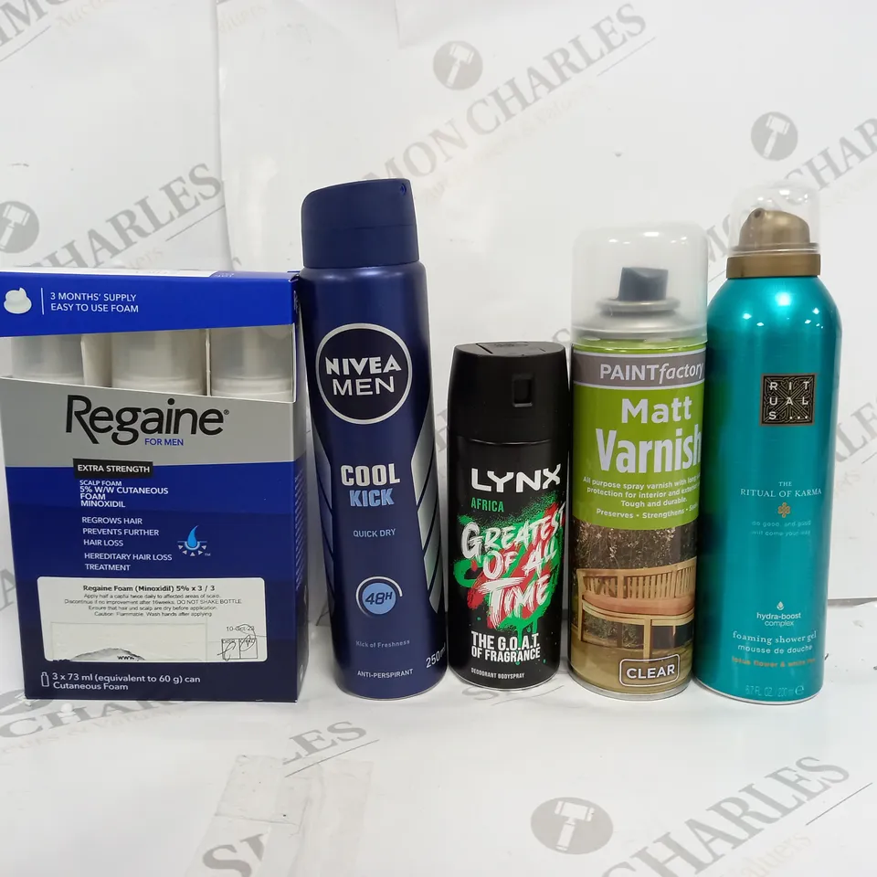 BOX OF APPROX 15 ASSORTED AEROSOLS TO INCLUDE - LYNX AFRICA - MATT VARNISH - NIVEA MEN COOL KICK ECT