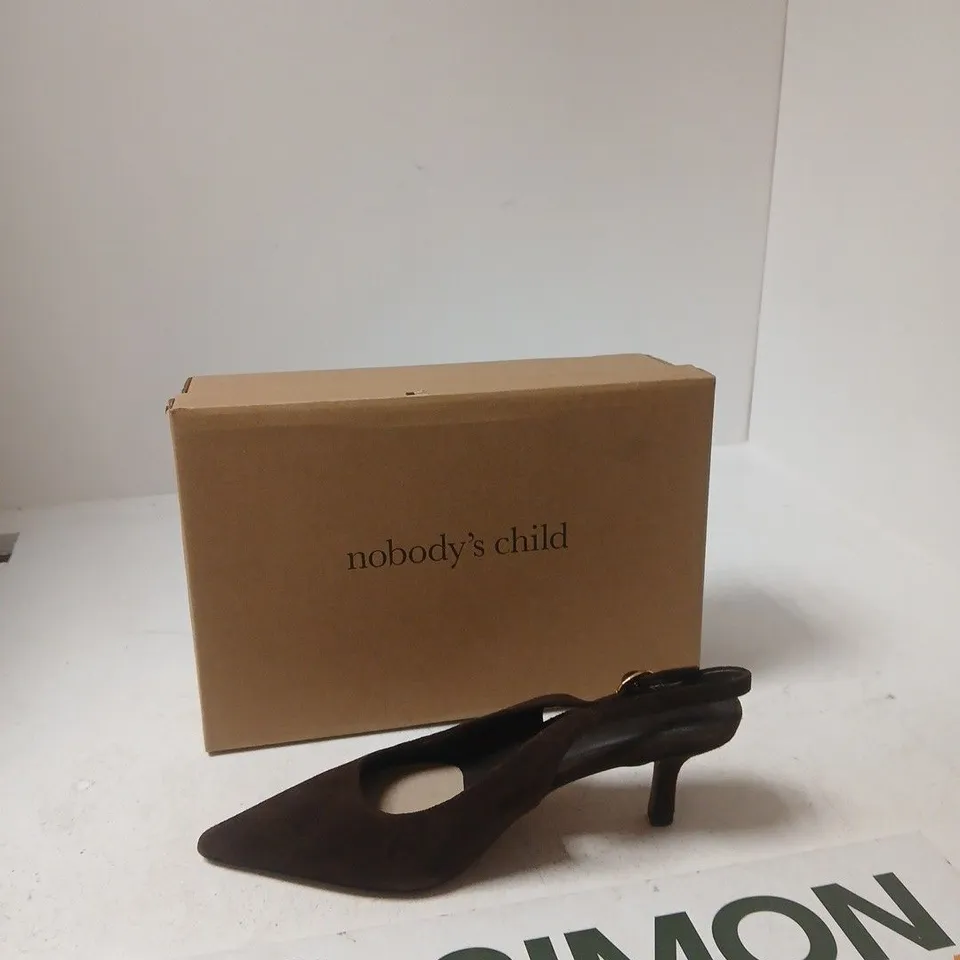 NOBODY'S CHILD BROWN SUEDE SLINGBACK HEELS
