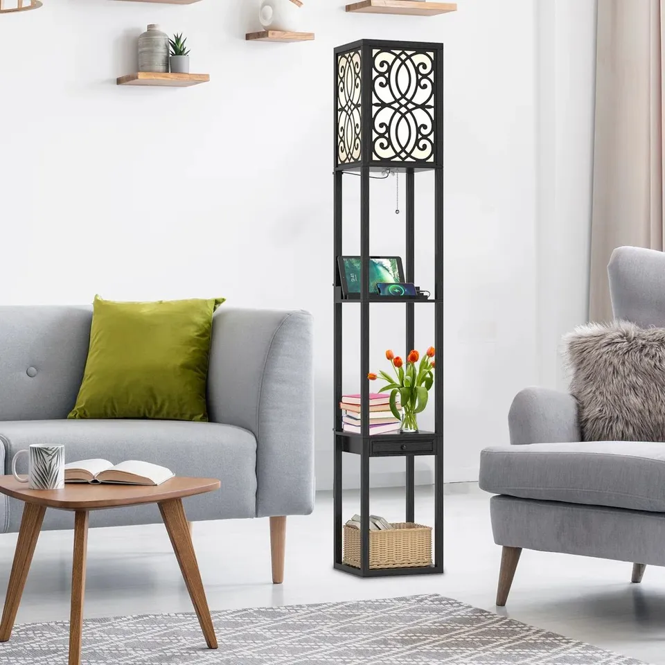 BOXED CARMORN 160CM BLACK LED COLUMN FLOOR LAMP