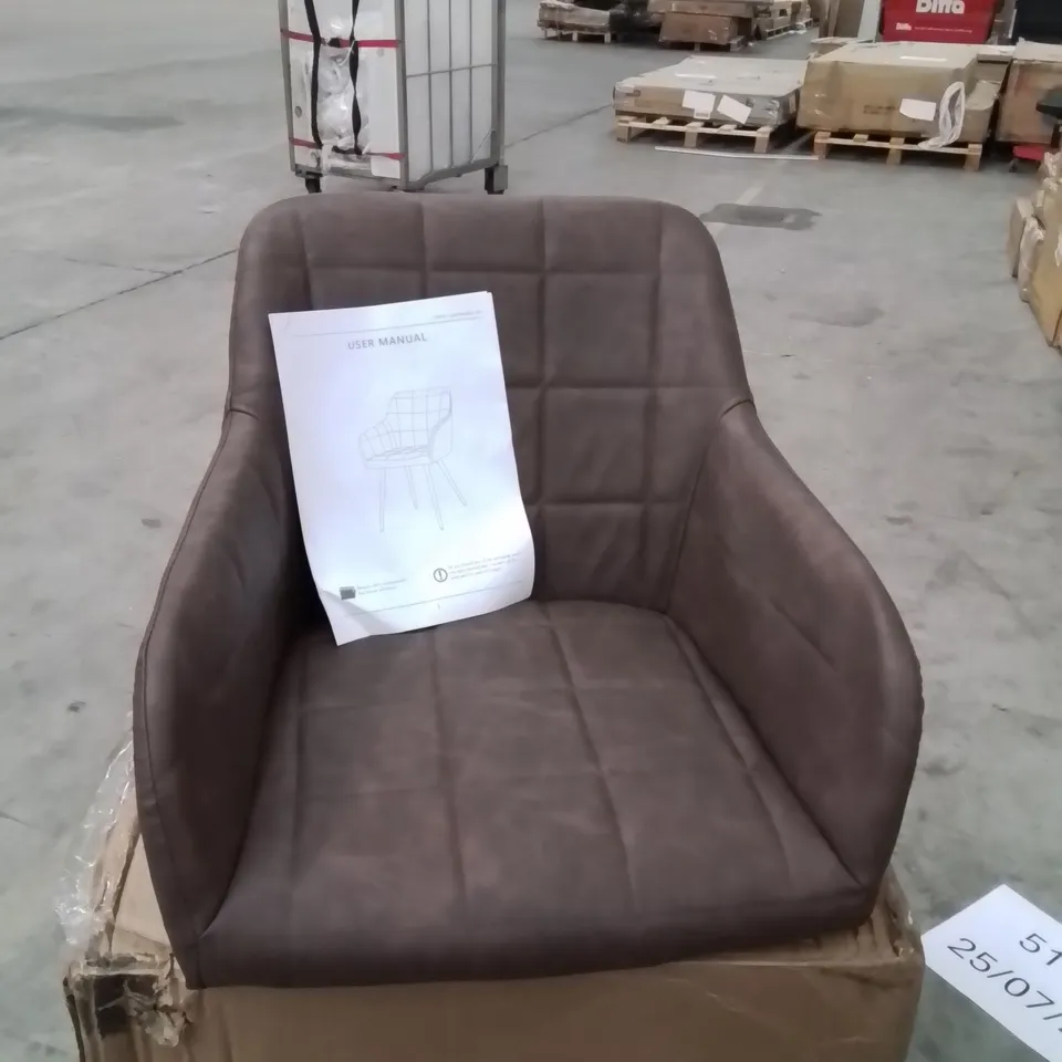 BOXED BLOOR SET OF TWO BROWN FAUX LEATHER DINING CHAIRS