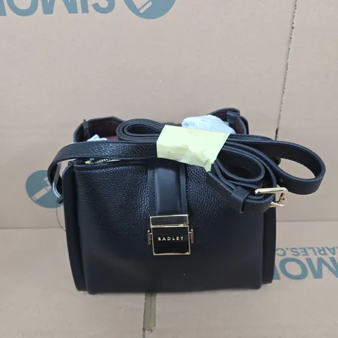 RADLEY LONDON BLACK PEBBLED LEATHER CROSSBODY BAG WITH GOLD LOCK
