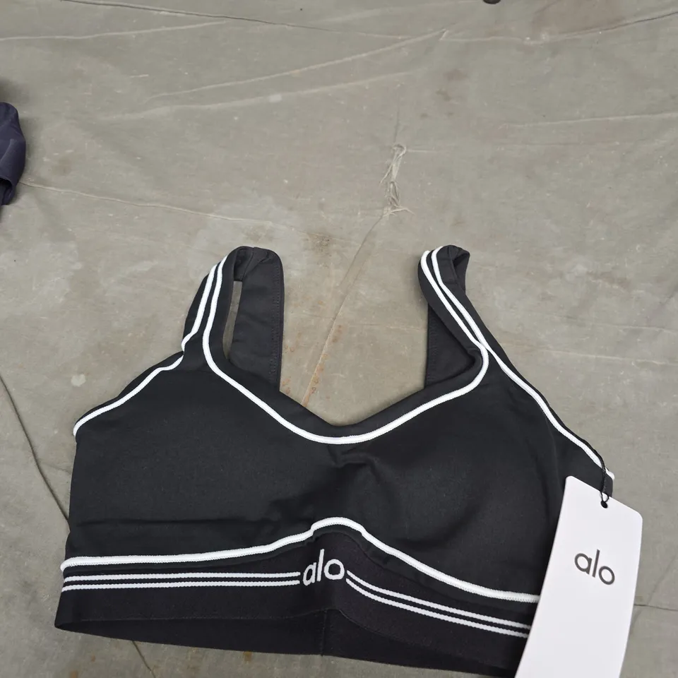 ALO YOGA WOMEN'S BLACK SPORTS BRA WITH WHITE TRIM SIZE XS