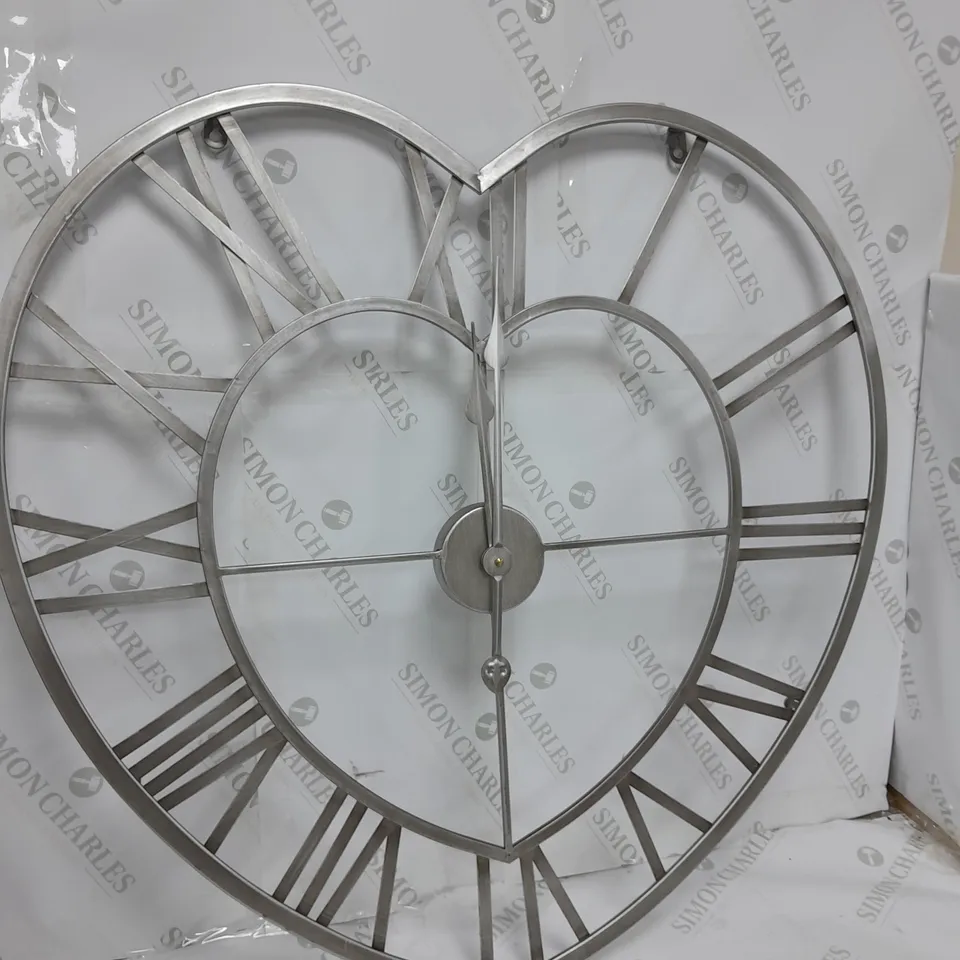 HOMETIME METAL HEART SHAPED WALL CLOCK RRP £80