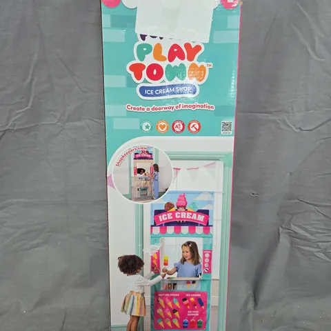 BOXED POP UP PLAY TOWN ICE CREAM SHOP DOORWAY ROLE PLAY CURTAIN
