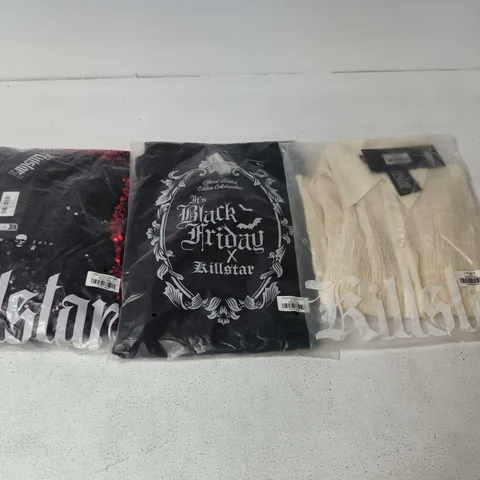 LOT OF APPROXIMATELY 28 BRAND NEW KILLSTAR CLOTHING ITEMS TO INCLUDE FALLEN LIGHT TOP AND HEXEMORE SEQUIN MAXI DRESS - VARIOUS SIZES