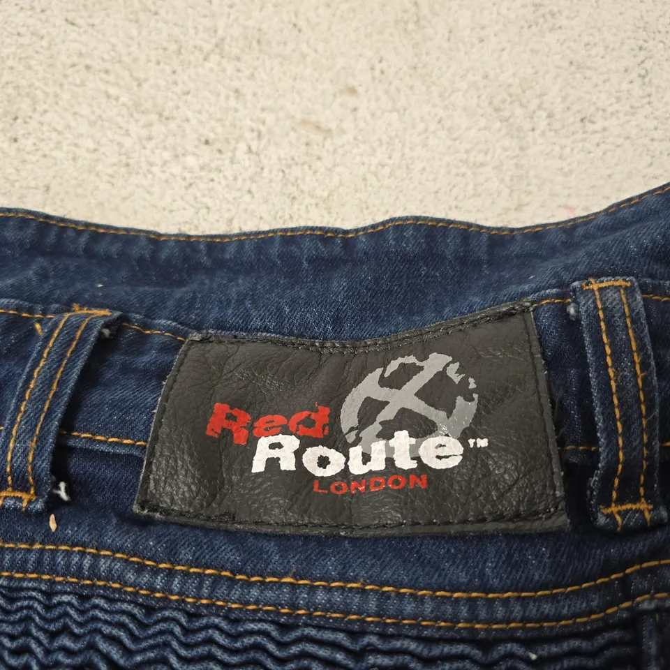 RED ROUTE LONDON MOTORCYCLE JEANS – MEN'S DENIM TROUSERS, UK 30 (USA 30), SHORT